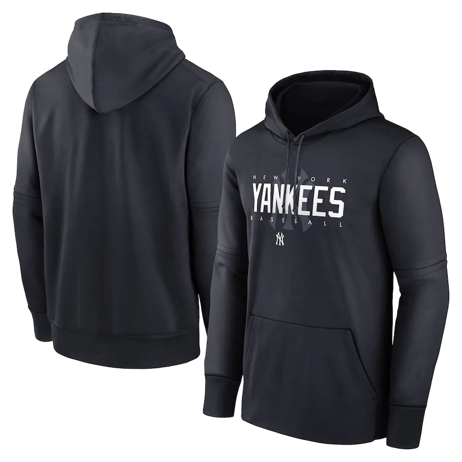 Men's New York Yankees Navy Pregame Performance Pullover Hoodie